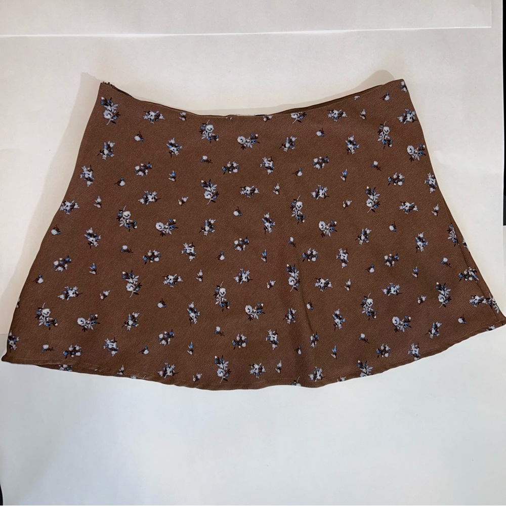 H&M Brown Floral Skater Skirt